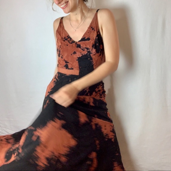 Tie-dye cut out maxi dress